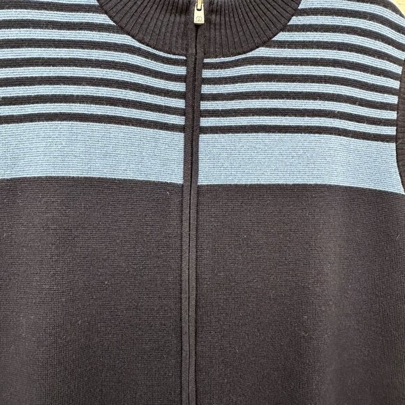 Dunhill Links Blue Stripe 100% Wool Knit Full Zip Golf Vest Mens size Large - Picture 3 of 9